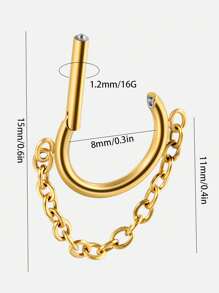 1PC 316L Stainless Steel Chain Dangle Ear Cartilage Tragus Septum Piercing Ring Nose Piercing Rings Body Piercing Jewelry - As Shown - View 5