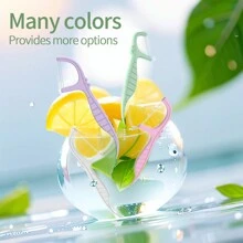 Caixa de Fio Dental com Fio Duplo 52 Unidades, Roxo, Sabor Menta, Estojo de Viagem Portátil
