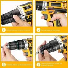 Kit De Atornillador De Impacto Y Rotomartillo Sin Carbones - Amarillo - Ver 7