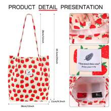 Corduroy Tote Bag For Women Canvas Shoulder Cord Purse With Inner Pocket