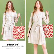 Corduroy Tote Bag For Women Canvas Shoulder Cord Purse With Inner Pocket