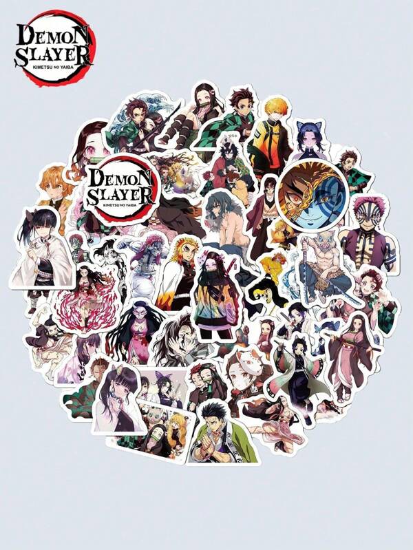 Aniplex 50 Stücke Slayer Aufkleber für Laptops, iPads, Gepäck, Handy, niedliche Cartoon-Aufkleber als Lustige Geschenke für Familie und Freunde zum Unabhängigkeitstag