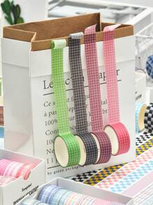 12 Rotoli/Scatola, 2 Metri/78 Pollici, Set di Nastro Washi a Fantasia Multicolore a Scacchi - Nastro Decorativo per Articoli di Cartoleria per lo Studio, Confezioni Regalo e Lavori Fai-da-Te - Materiale Cartaceo, Facile da Usare, Perfetto per Decorare Buste, Regali per Amici