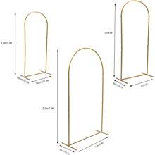 HOHOBLA LOYALHEARTDY-BTG Wedding Christmas  Arch Backdrop Stand Set Of 3 Metal Balloon Arch Stand Wedding Christmas  Arch Frame Floral Background Decoration For Parties Wedding Christmas  Birthday Baby Shower Ceremony Anniversary, 5.9/6.6/7.2FT (Gold) - Gold - View 3