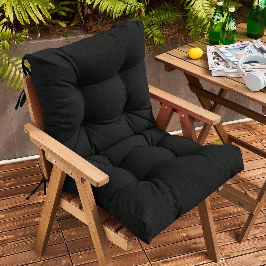 Garden Chair Cushion, Seat Cushion And Back Cushion, UV-Light-Resistant, Waterproof Chair Cushion, Indoor And Outdoor Cushion, Upholstered Cushions, Chair Cushion - 黑色 - 查看 1