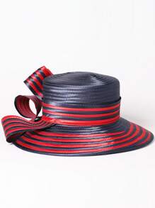 HIMESPORT [2025 新品上市] 优雅复古女士礼帽 - 红色和黑色拼布设计，婚礼茶会鸡尾酒配饰 | 软呢帽、宽边帽和遮阳帽款式 - 純色 - 查看 6