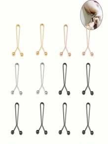 12pcs/Pack  Manganese Steel Hijab Clips, Hijab Pins, For Daily Wear, As-Salamu Alaikum Women Brooch