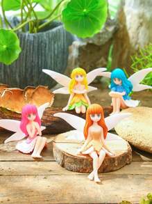 1 件/4 件卡通可爱带翅膀仙女花园装饰，彩色树脂材质家居花园装饰品，适用于微景观造型和盆栽装饰