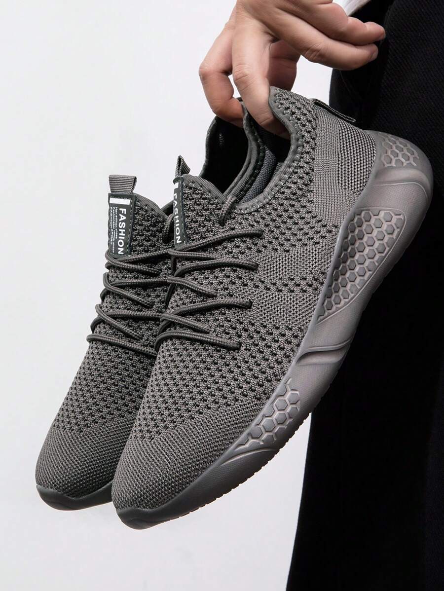 Men Fashion Sneakers Sport Shoes Non Slip Walking Shoes Lightweight Breathable Mesh Running Shoes - Dark Grey - View 1