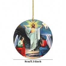 1 đồ trang trí treo bằng Acrylic hình Chúa Jesus giáng sinh, trang trí tròn phẳng cho gia đình, văn phòng, xe hơi, ba lô, quà tặng cho người theo đạo Thiên chúa - Nhiều màu - Xem 10
