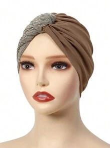 1pc Phụ kiện Abaya cho phụ nữ Khăn trùm đầu màu trơn Khăn trùm đầu Khăn xếp Hijab Băng đô Hàng ngày Khăn trùm đầu Quần áo che mặt - A - Xem 9