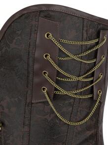 Women Gothic Corset Steampunk Palace Style Bust Chain Buckle Retro Masquerade Costume Top