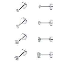 2/8 件镶嵌透明 CZ 耳环耳钉不锈钢防过敏 20G 内螺纹唇钉美杜莎海螺耳屏耳环耳钉 3mm 4mm 5mm 6mm 穿孔珠宝装饰男女皆宜