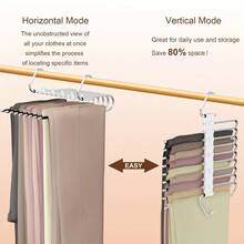 1 件不锈钢可折叠多功能分层裤架，魔术无痕衣架，适用于衣柜收纳 - 黑色 - 查看 7