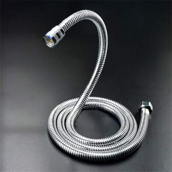 1pc Stainless Steel Flexible Shower Hose, Extra Long Bathroom Shower Water Pipe Extension, Can Withstand 8.82LB Water Pressure