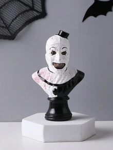 1 件树脂创意万圣节恐怖小丑雕像桌面氛围工艺装饰配件 - 彩色 - 查看 1