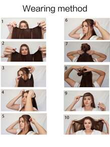 合成 Halo 接发，无夹 24 英寸黑色直发接发，一体式假发，鱼线假发片，女士适用