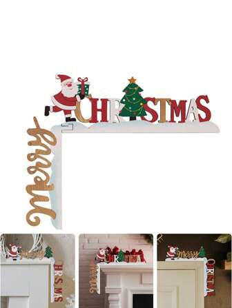 1 Pc Home Decor 3D Wooden Christmas Letter Door Frame Pendant Creative Door Corner Table Ornaments Window Frame Fireplace Ornaments Christmas Decorations,Suitable For Wedding Birthday Party Holiday Decoration,Christmas Decor, Room Decor, Home Decor,Christmas Atmosphere Decoration Props, Christmas Decorations Gift, Winter Christmas Decorations Home Christmas Gifts Christmas Decor