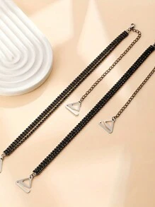 Women's Adjustable Rhinestone Bra Strap, 3-Row Crystal Shoulder Strap Jewelry Chain Bra Accessory - Black - View 2