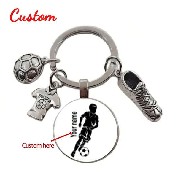 1pc Custom Keychain Football Diy Custom Name Keychain To Play Football Boy Keychain, Diy Keychain For Football Lovers, Engraved, Stainless, Colorful, Cute, Adorable, Funny, Kawaii, Y2K, Stylish, Unisex, Casual, Custom, Personalized, Unique, Customized, Ideal Gifts For Him, Ideal Gifts For Her, Her, Boyfriend, Girlfriend, Family, Friends, Children, For Anniversaries, For Valentine's Day, For Mother's Day, For Birthdays, For Children's Day, For Father's Day, For Graduation, For Weddings, For Housewarming