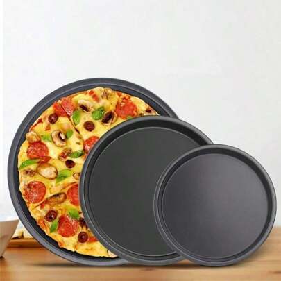 Non-Stick Carbon Steel Pizza Pan Oven Baking Trays Mold Microwave Cake Pan Dish Mould Patisserie Tarte Pie Sapan Tools