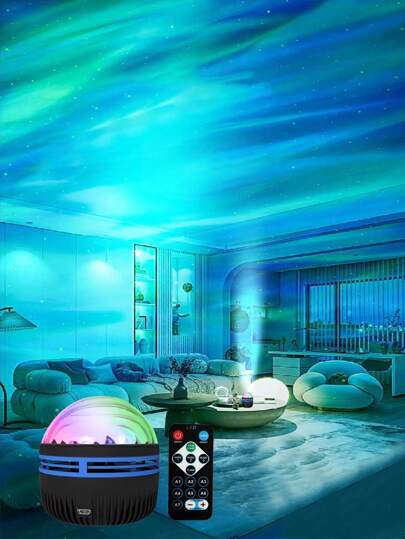 1pc Multifunctional USB Star Projector Light With Multiple Color Modes And Remote Control, Polar Projector Night Light For Bedroom Atmosphere, Perfect Gift For Birthday And Holidays (Remote Style Is Random), Visual Music Equalizers, Battery Lights Bedside, High Power Wireless Bluetooth Speaker, Projector Clock