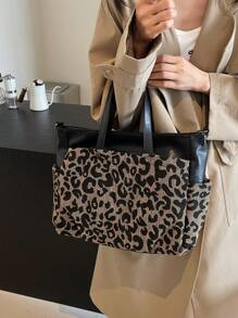 The New Atmospheric Fashion Exquisite Tote Bag Leisure Commuting High-Volume Popular Leopard Print Shoulder Shoulder Tote Bag, Cheetah Print Bag For Women Leopard Comeback