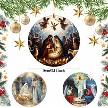 1 đồ trang trí treo bằng Acrylic hình Chúa Jesus giáng sinh, trang trí tròn phẳng cho gia đình, văn phòng, xe hơi, ba lô, quà tặng cho người theo đạo Thiên chúa - Nhiều màu - Xem 3