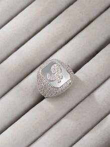 1 chiếc nhẫn hở mạ vàng 18K thời trang hip hop đính đá toàn bộ hình chữ cái tiếng Ả Rập dành cho nữ (chỉ có chữ cái tiếng Ả Rập) - Bạc - Xem 39