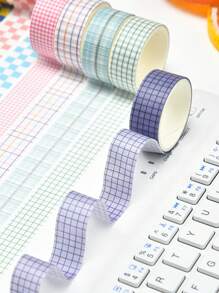 12 Rotoli/Scatola, 2 Metri/78 Pollici, Set di Nastro Washi a Fantasia Multicolore a Scacchi - Nastro Decorativo per Articoli di Cartoleria per lo Studio, Confezioni Regalo e Lavori Fai-da-Te - Materiale Cartaceo, Facile da Usare, Perfetto per Decorare Buste, Regali per Amici