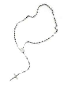 1pc/2pcs/6pcs/12pcs Religion Christian Stainless Steel Necklace For Women Virgin Mary Jesus Cross Pendant Long Beads Chains Fashion Jewelry - Silver - View 4