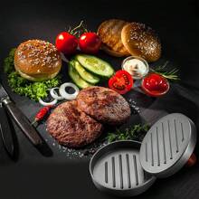 1 pieza Prensa de hamburguesa y 100 piezas Papel para hamburguesas, Juego de prensa de carne antiadherente y papel separador de carne, Utensilios de cocina, Accesorios de cocina, Adecuado para celebraciones, fiestas, cenas familiares, hamburguesas caseras - Multicolor - Ver 9