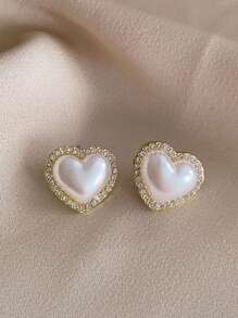 5 件/套方形珍珠耳钉，时尚小众女士珍珠首饰套装 - 彩色 - 查看 4