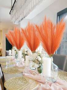 20支/10支套装 - 人造香蒲，深橙色，波西米亚风格装饰，仿真芦苇，高挑蓬松，人造花，香蒲，冬季花瓶填充物，农舍家居厨房波西米亚风装饰，房间装饰，婚礼派对装饰，情人节礼物，生日礼物，毕业礼物，秋季装饰，秋季，人造植物 - 橘色 - 查看 2