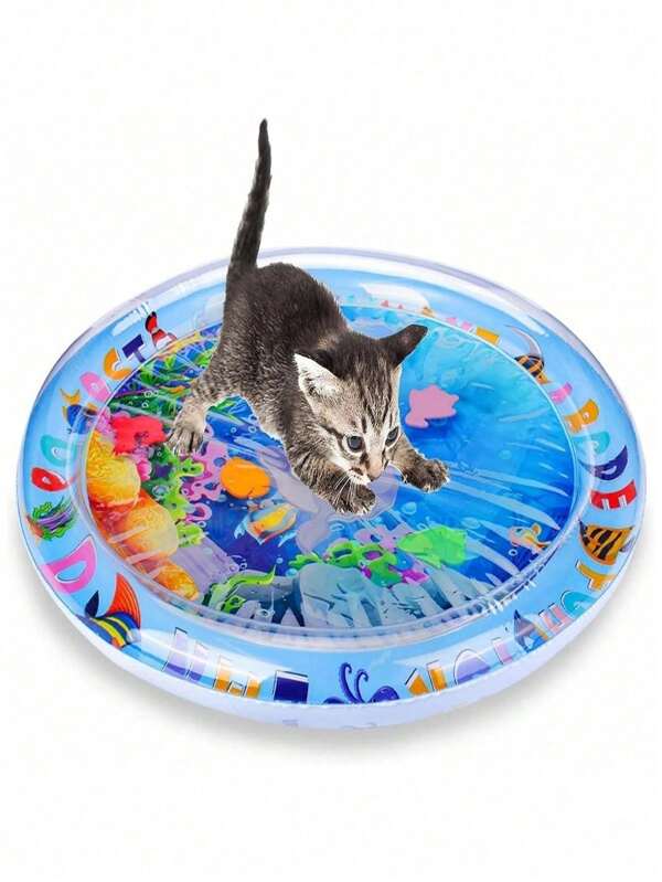 1pc Pet Splash Pad, Suitable For Cats, Summer Cat/Dog Bed, Pet Entertainment Water Bed, Water Sensing Mat, Cooling And Comfortable (Note: Trimming Claws Is Necessary Before Use, Excessive Biting May Cause Leakage Or Rupture)