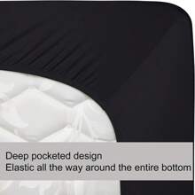 3/4pc Fitted Sheets Set (1*Fiited Sheet, 1*Flat Sheet, 1/2pc Pillowcases), Super Soft Deep Pocket Sheets, Hypoallergenic, Wrinkle And Fade Resistant Bedding Set (Twin, Full, Queen, King) - 黑色 - 查看 4