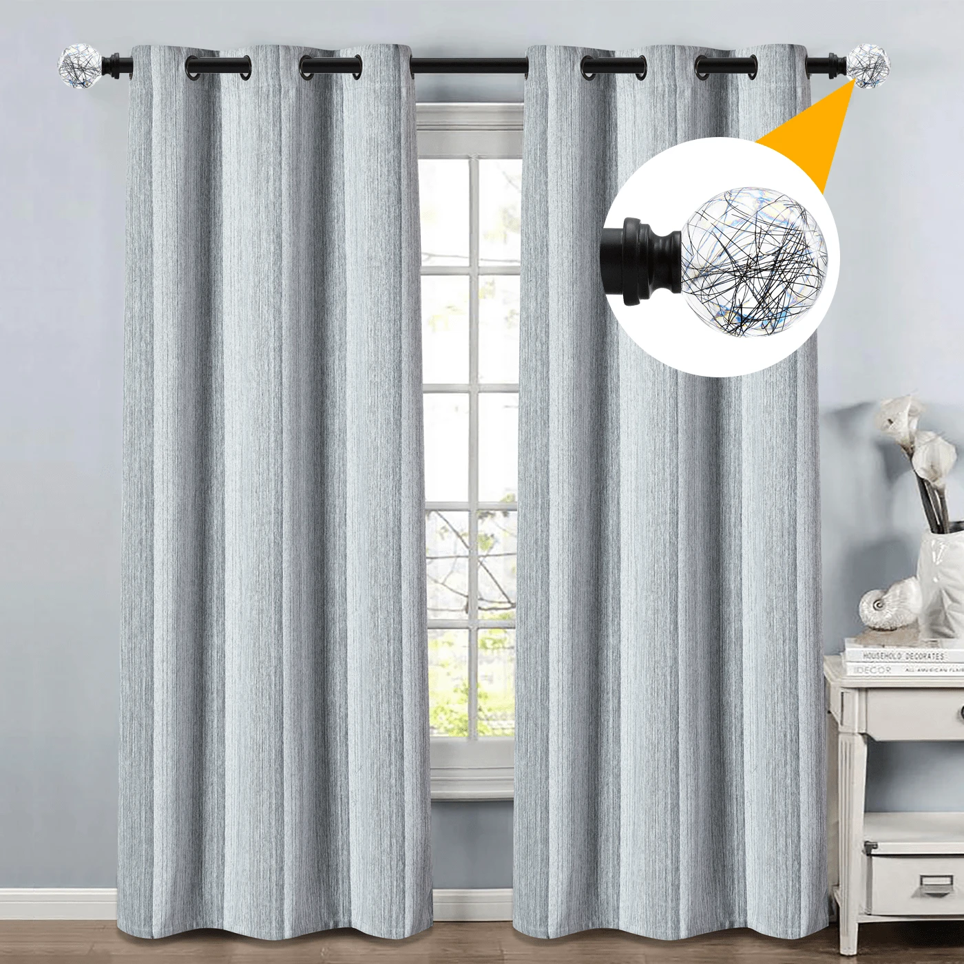 1'' Diameter Silvery Black Golden Shower Curtain Rod 28122 Inch