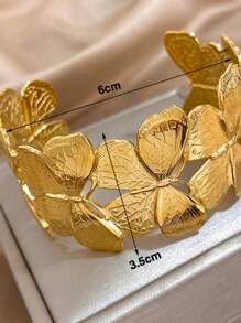 1pc Elegant Butterfly And Leaf Bracelets For Women Chunky Open Bracelet Stainless Steel Cuff Wide Bracelets For Daily Party Christmas Jewelry Gifts