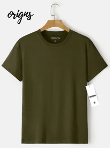 Men's Basic Plain Short Sleeve Cotton T-Shirt Colors ORIGNS - Green - View 1