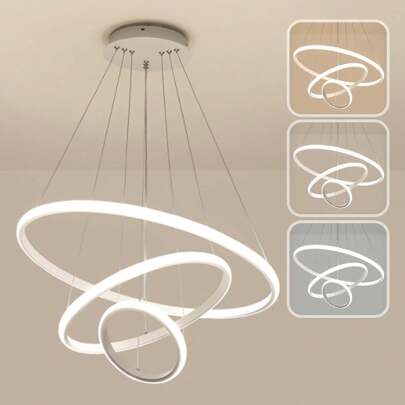 Lámpara De Techo LED 3anillo Atenuación de tres colores Colgante Ajustable Decorative para hogar sala dormitorio