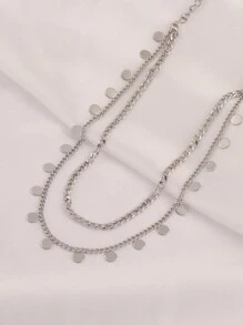 1pc Aço Inoxidável Corrente Tornozeleira Para Mulheres Redonda Borla Dupla Camada Tornozeleira Pulseira Na Perna Pé Praia Jóias Presente