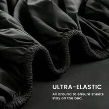 3/4pc Fitted Sheets Set (1*Fiited Sheet, 1*Flat Sheet, 1/2pc Pillowcases), Super Soft Deep Pocket Sheets, Hypoallergenic, Wrinkle And Fade Resistant Bedding Set (Twin, Full, Queen, King) - 黑色 - 查看 5