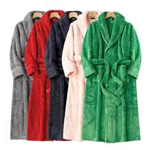 1pc Long And Thick Comfortable Velvet Couple's Sleeping Robe Women's Winter Flannel Bathrobe Men's Large Lamb Velvet Home Clothes Summer Wedding Home Bathroom Decor Back To School