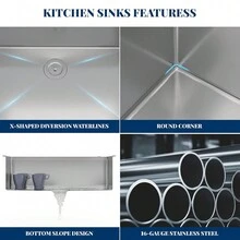 Kitchen Sink,30/33 Inch Undermount Kitchen Sink 16 Gauge Single Bowl Stainless Steel Kitchen Sink With Integrated Ledge And Accessories(Pack Of 5),30"/33"-Workstation Sink - 33 inch - 查看 5