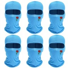 6 chiếc khẩu trang Balaclava in hoa hồng làm mát cổ mùa hè bảo vệ tia UV khăn choàng trượt tuyết xe máy cho nam nữ - Nhiều màu - Xem 6