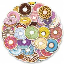 50 张可爱甜甜圈贴纸乙烯基美学贴纸适用于剪贴簿、日记、笔记本电脑、保险杠、滑板、水瓶、电脑、手机、卡通、安全帽、汽车贴纸和贴花 - 彩色 - 查看 4