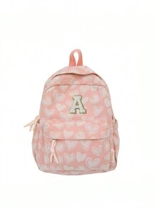 1 New Large Capacity Leisure Multifunctional Love Letter Zipper Boy's And Girl's Backpack, Suitable For Back To School Season, Suitable For High School And College Students, Suitable For Daily Use During Outdoor Sports And Travel. - Backpack Small Size Letter 5.5 - View 21