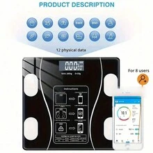 Báscula de composición corporal inteligente con pantalla LED y aplicación para teléfono inteligente: medición precisa de peso y grasa corporal, diseño elegante - Blanco - Ver 10