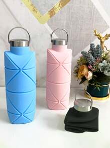 1 件可折叠水瓶防漏阀门可重复使用硅胶折叠旅行水瓶适用于健身房露营徒步旅行运动轻便耐用旅行必需品学校用品节日假日必需品度假配件迷你