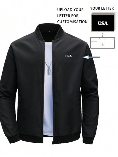 Customized Personalized Clothing Boyfriend Style Men's Zipper Stand Up Collar Long Sleeved Casual Solid Color Outdoor Sports Jacket Outerwear(Can Be Customized With Letter Or Name) Stylish,Fashion,Hipster,Cozy,Easy Costume,Modest Fashion,Minimal Chic,Casual Custom,Unique Christmas Clothes Boyfriend Style Men,Guy Costumes,Capsule Wardrobe,Sporty Wear,Boyfriend Style Men Basic/Street Style Ideal Gifts For Him Boyfriend,Family,Friends,Children For Birthdays,For Christmas,For Winter/Autumn,For Vacation/Holiday,For Sports/Climbing,Stylish,Fashion,Hipster,Casual,Minimal Chic,Personalized,Customized,Custom,Unique,Guy Costumes,Capsule Wardrobe,Men Basic/Street Style,Ideal Gifts For Him,Boyfriend,Family,Friends,For Birthdays,For Vacation/Holiday,For School/Competition,For Sports/Climbing